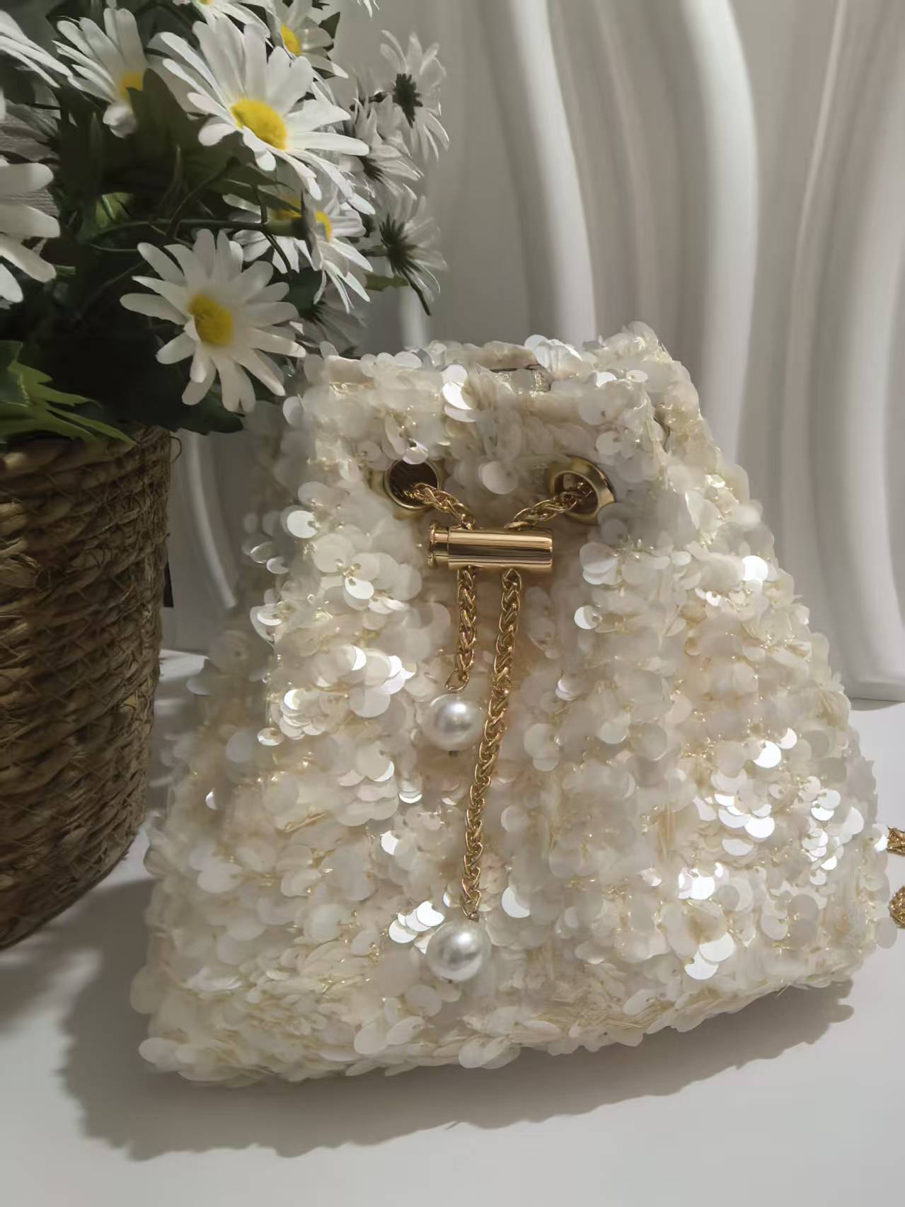 Women's Fashion Summer High-grade Korean Style Rhinestone Bucket Bags