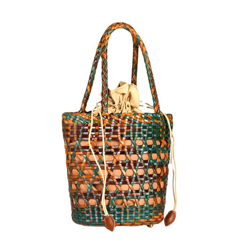 Hand-woven Authentic Leather Hollow Out Vegetable Basket Personality Women's Messenger Bag