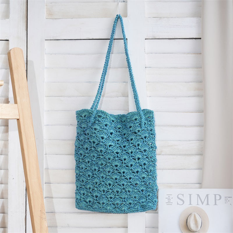 Women's Colorful Woven Design Textured Fashion Vacation Bags