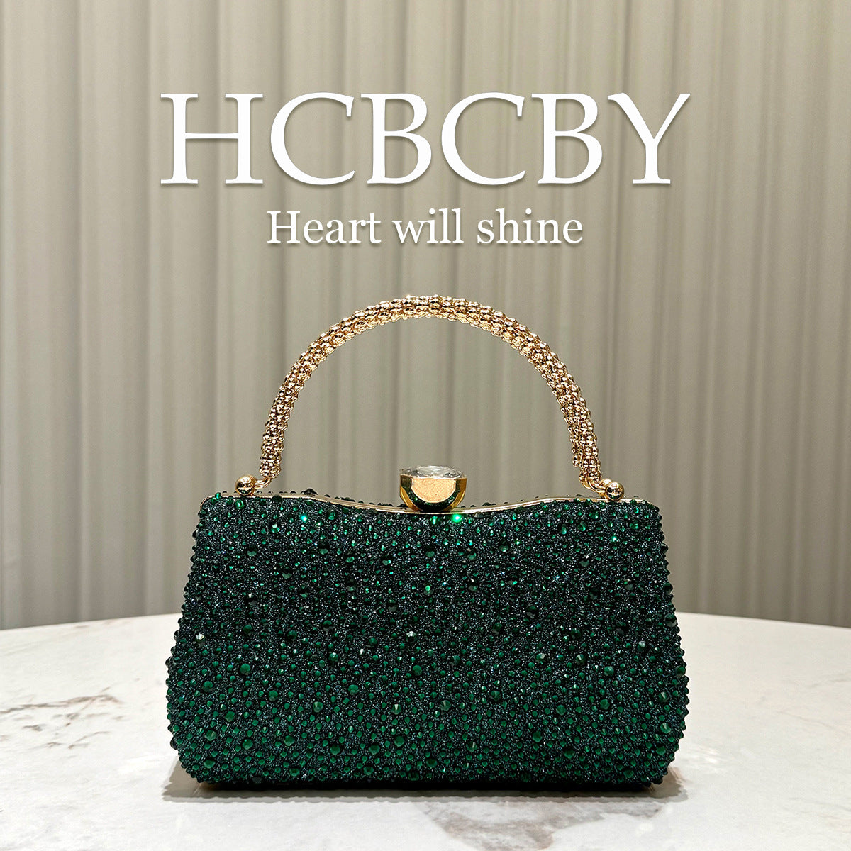 Women's Dark Green Flash Luxury Rhinestone Fashion Elegant Dinner Bag