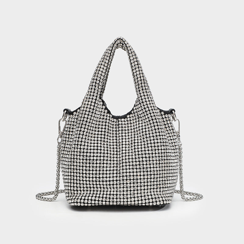 Women's Full Diamond Rhinestone Chain Shiny Portable Bucket Bags