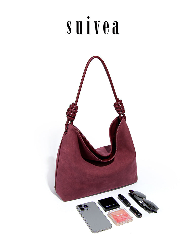 Underarm Knotted Strap Large Capacity Soft Tote Bag