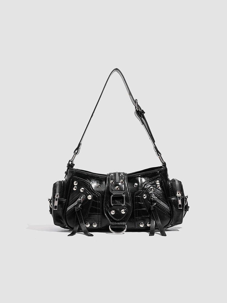 Motorcycle Vintage Rivet Niche Hot Versatile Women's Shoulder Bag