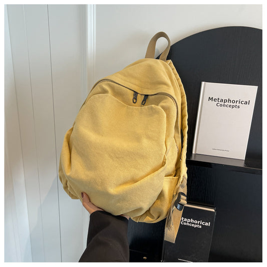 Women's Washed Canvas Artistic Korean Style Preppy Universal Backpack