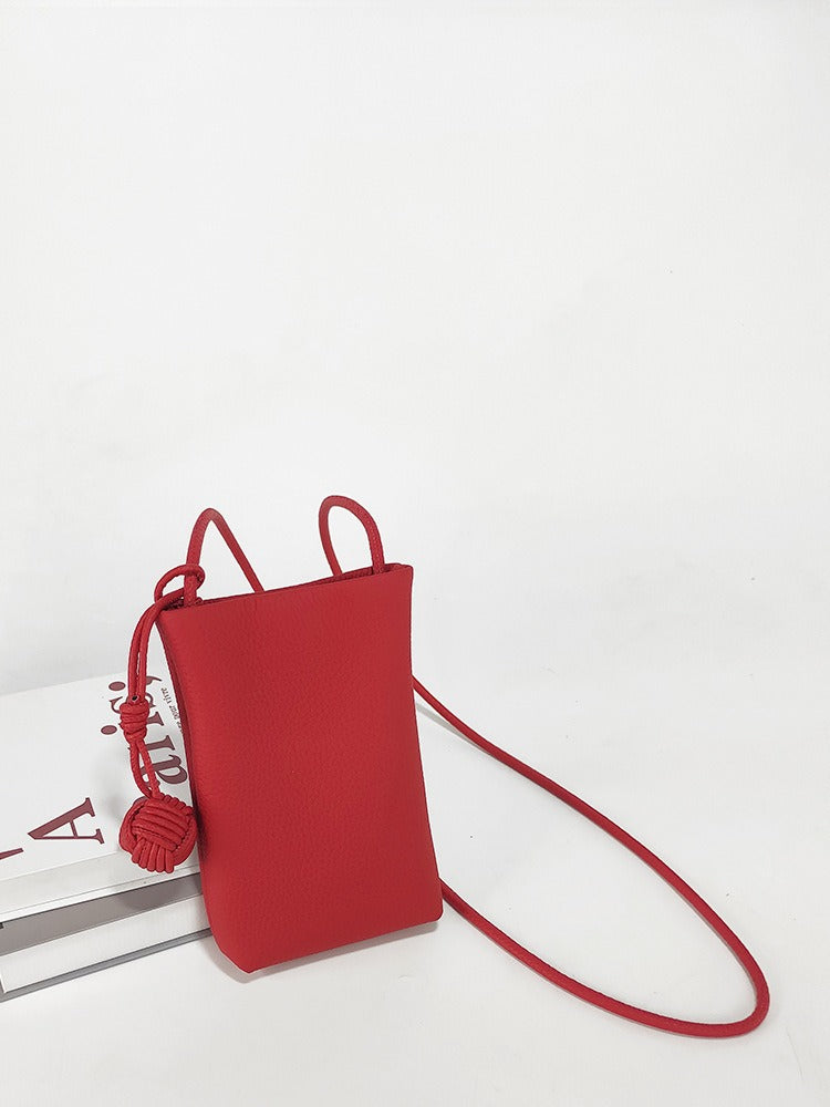 Women's Top Layer Cowhide Mini Lychee Pattern Women's Messenger Bag