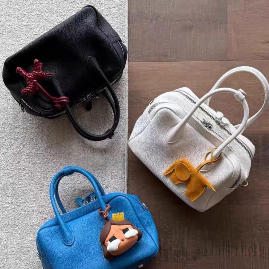 Women's Top Layer Portable Boston Niche Double Compartment Bowling Toast Women's Messenger Bag