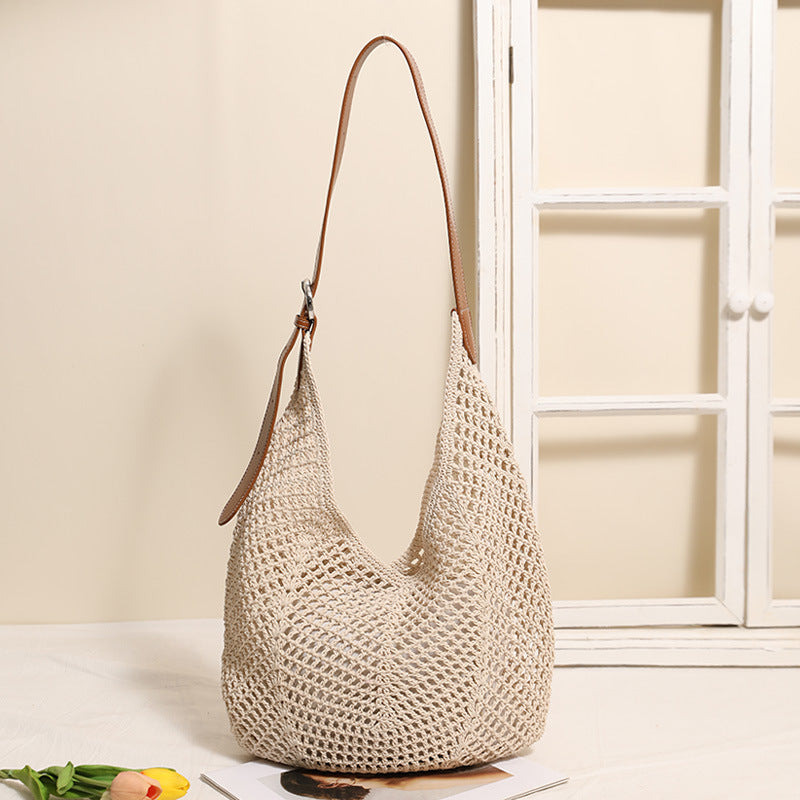 Women's One Wax Rope Woven Hollow Mesh Women's Shoulder Bag