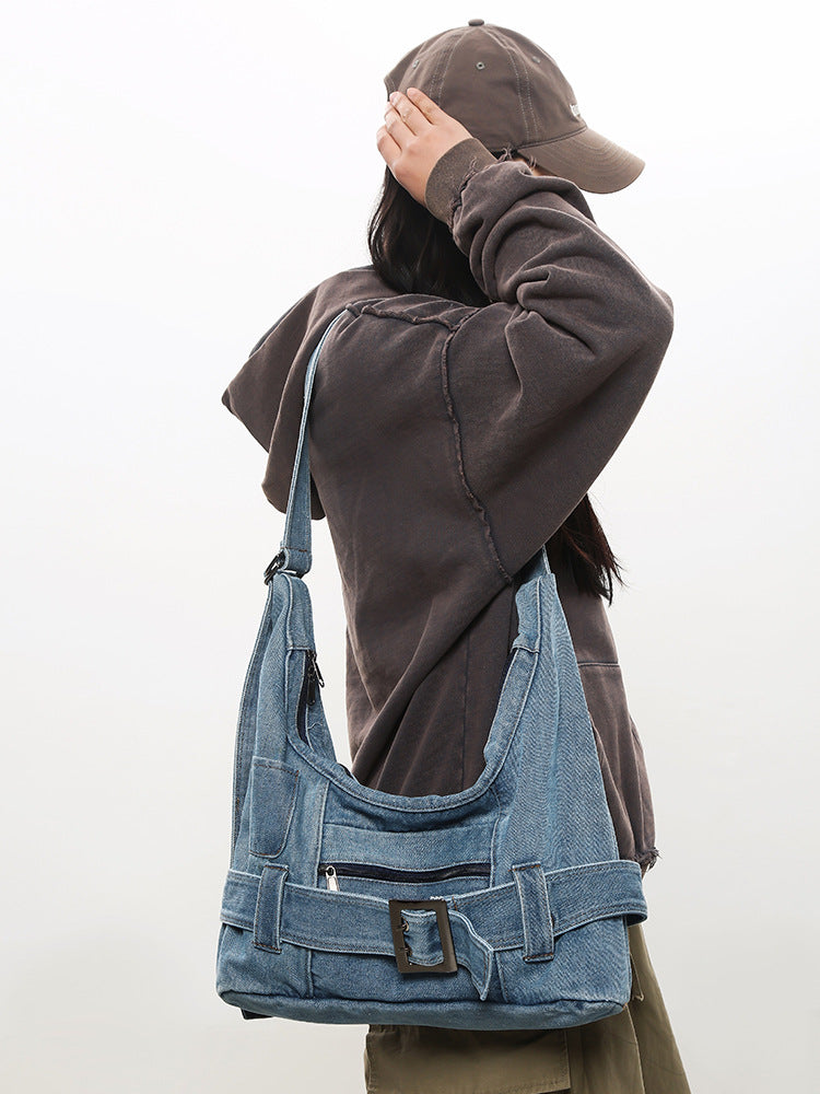 Women's Large Capacity Retro Denim Street Temperament Women's Shoulder Bag