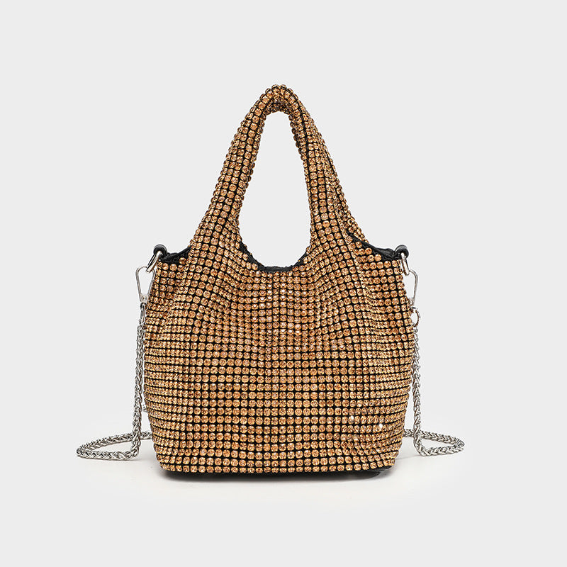 Women's Full Diamond Rhinestone Chain Shiny Portable Bucket Bags