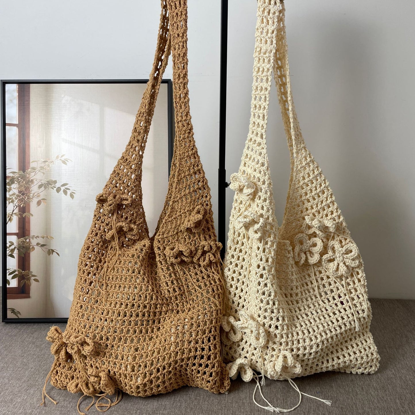 Women's Style Woven One Fashion Underarm Holiday Flowers Women's Shoulder Bag