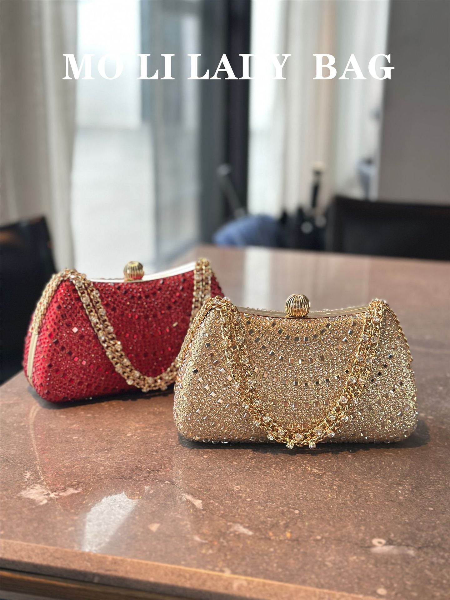 Full Diamond Shiny Portable Bridal Dress Bags