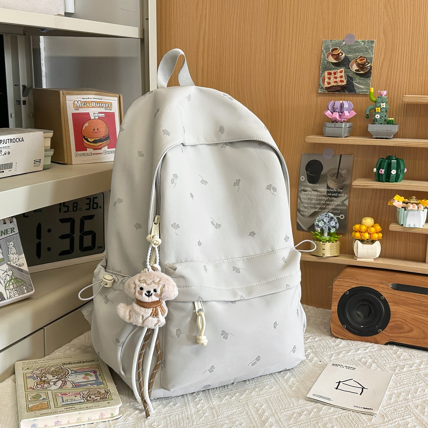 Classic Fresh Junior High Leaf Printing Backpacks