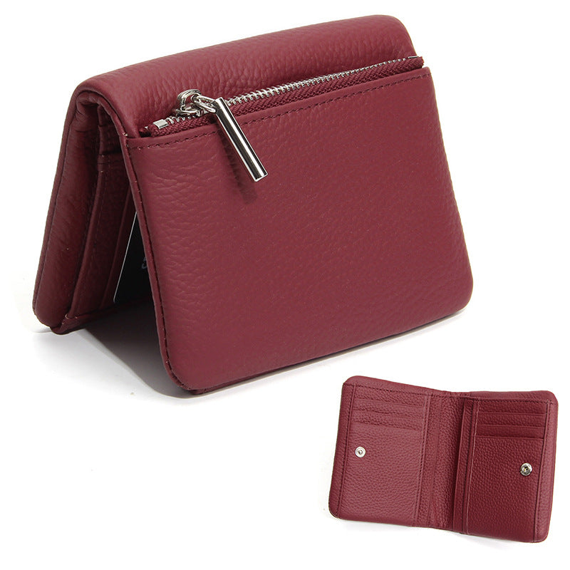 Women's & Men's First Layer Cowhide Leather Short Niche Lightweight Large Capacity Men's Wallets