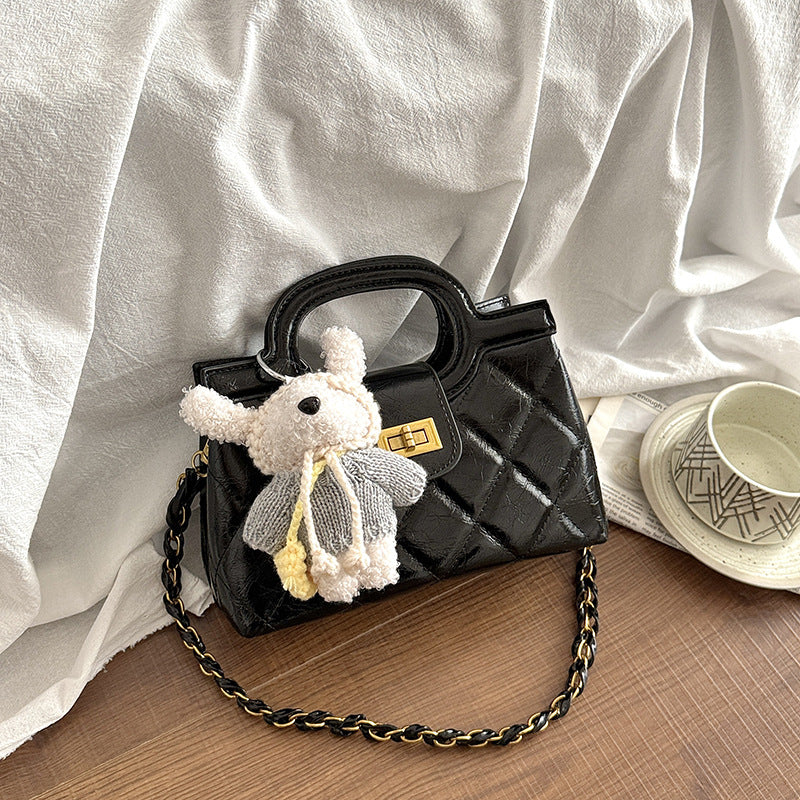 Korean Style Fashion Embroidery Thread Rhombus Women's Messenger Bag