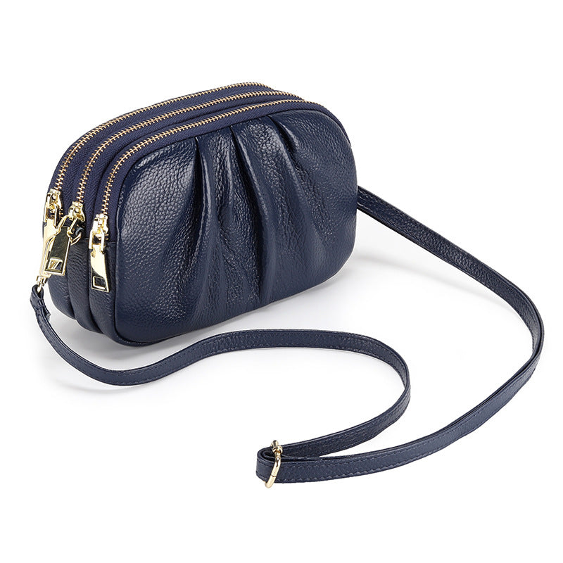 Women's Genuine Wrinkled Soft Large Capacity Simple Women's Leather Bag