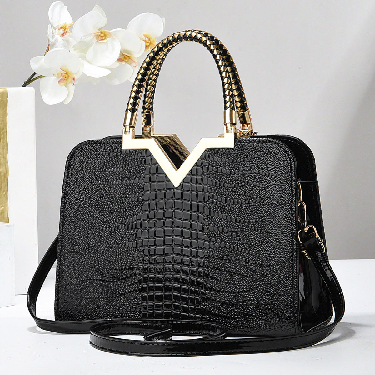 Women's Large Capacity Alligator Print Trendy Fashion Women's Handbag