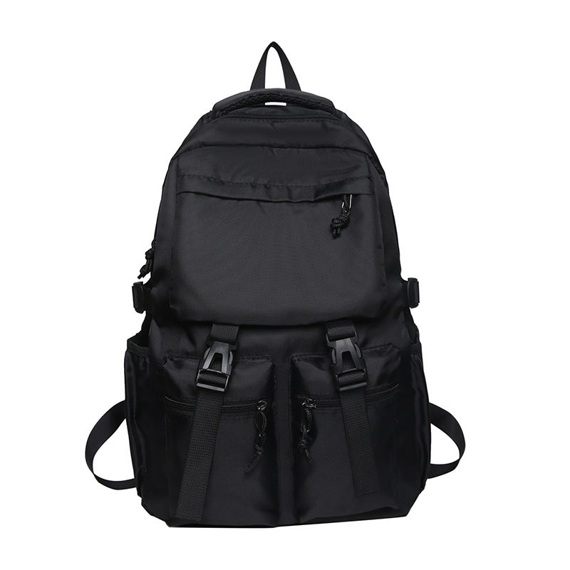 Trendy Cool Pure Black Large Capacity Junior High Male Backpacks