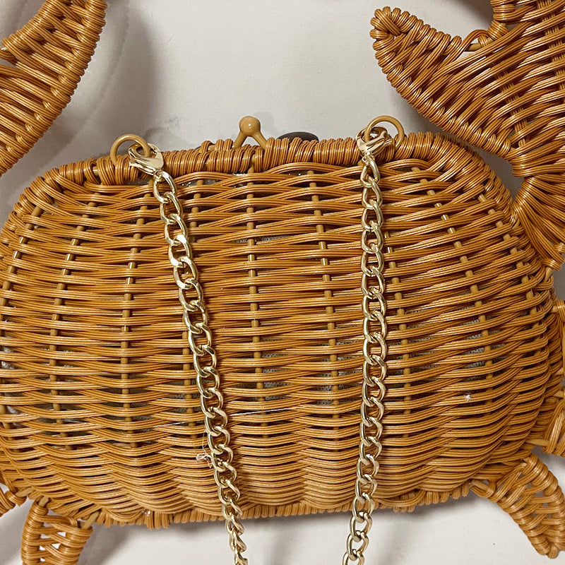 Rattan Crab Woven Storage Fun Seaside Women's Handbag