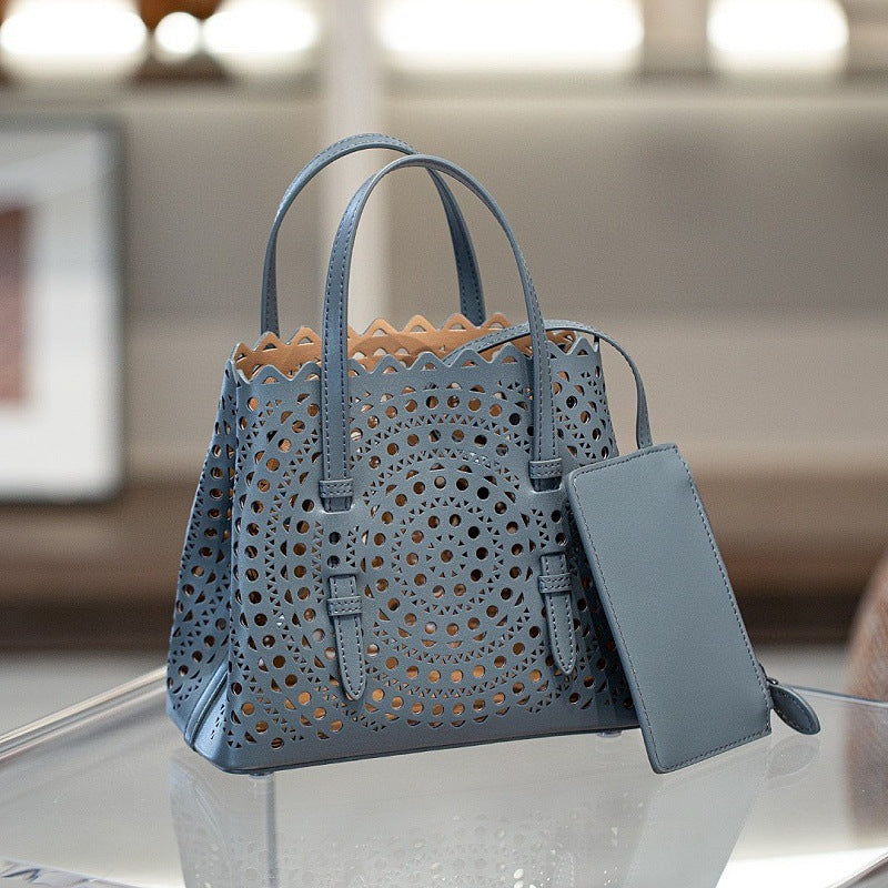 French Minority Top Layer Cattlehide Leather Women's Shoulder Bag