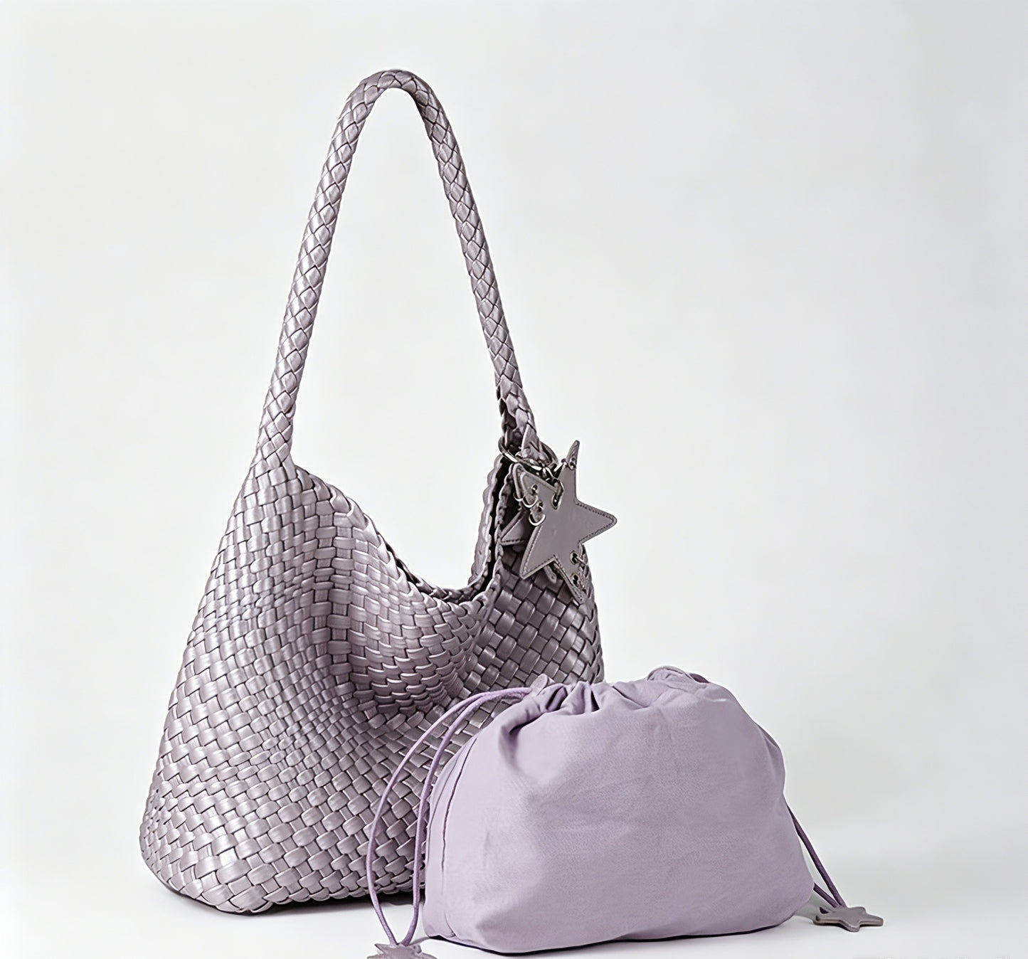 Women's Champagne Woven Large Capacity Fashion Commuter Shoulder Bags