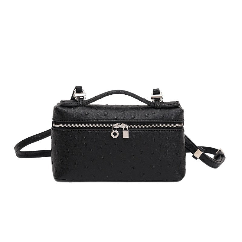 Women's Ostrich Grain Lunch Box Portable Small Square Bag
