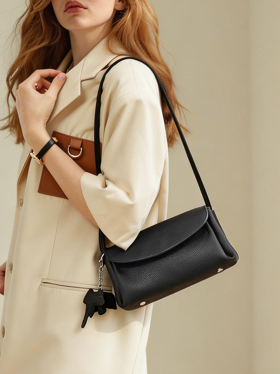 Women's Cowhide Genuine Leather Simple Mobile Fashion High Small Square Bags