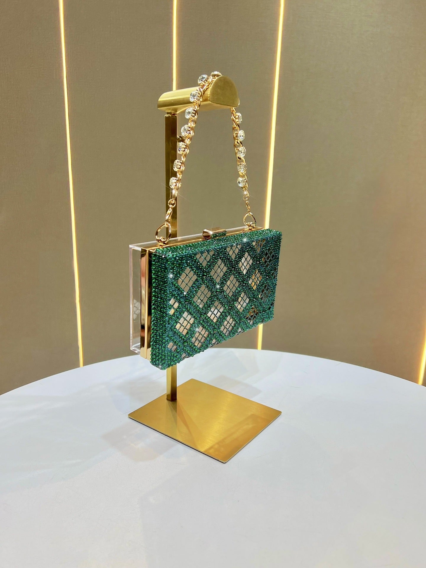 Women's Diamond High-grade Clutch Chain Transparent Dinner Bag