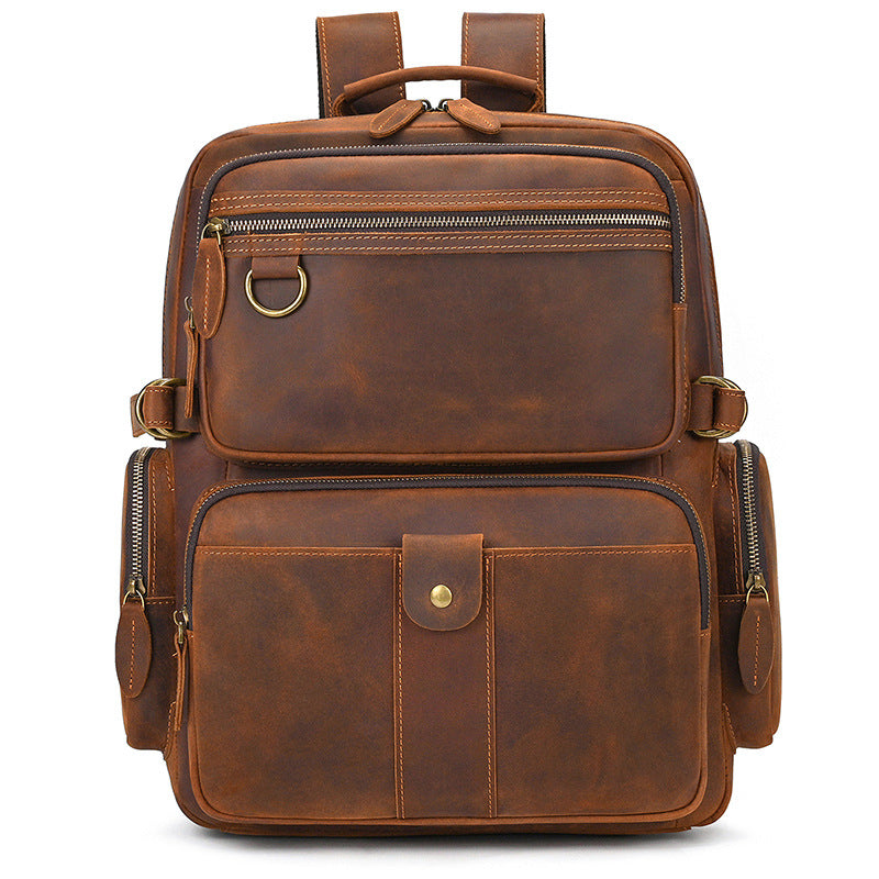 Women's & Men's Crazy Horse Leather Retro Backpacks