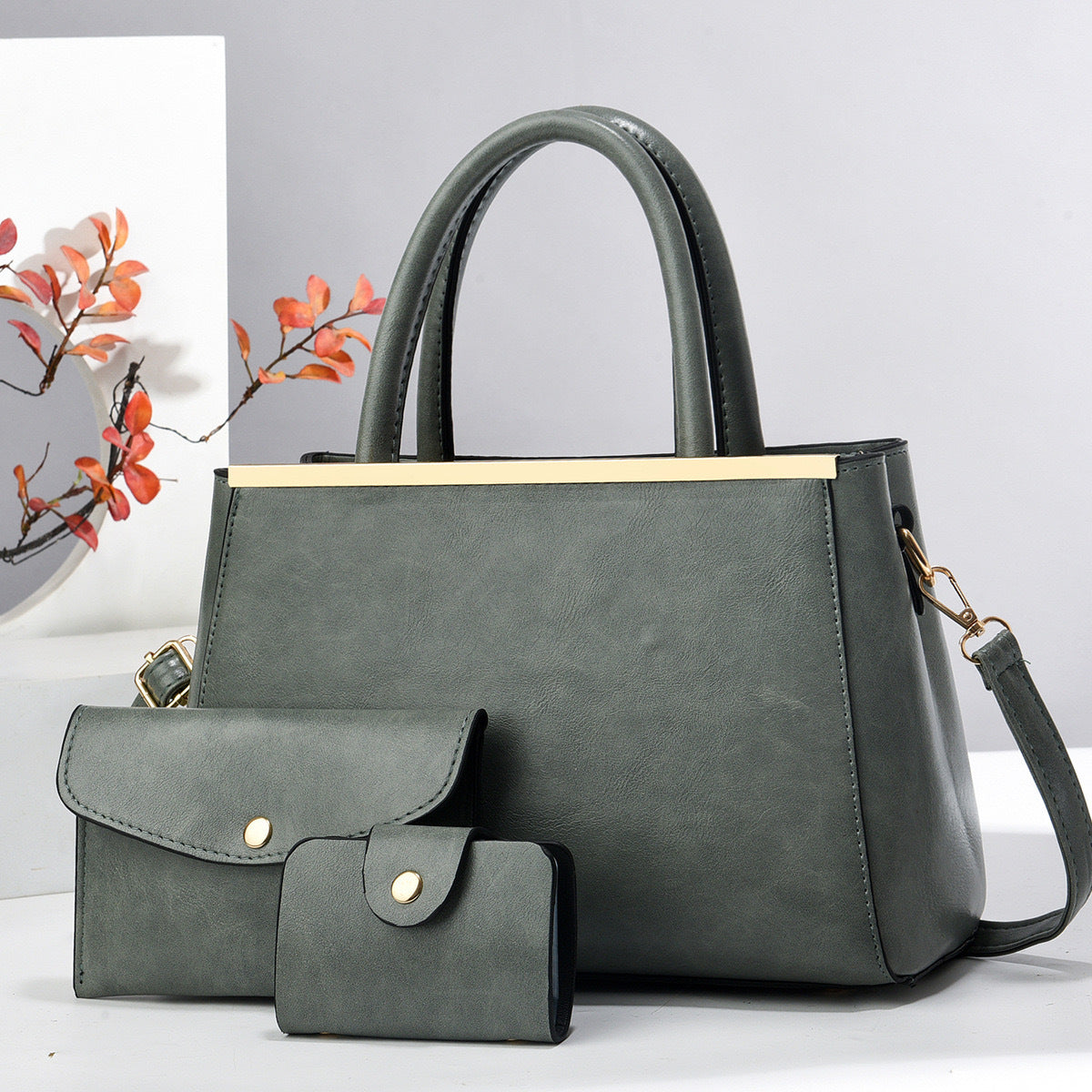 Lady's Material Retro Portable Mix Simple Large Women's Handbag
