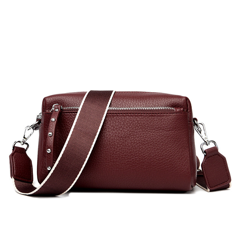 Women's Spring Wide Strap Soft Leather Fashion Small Square Bags