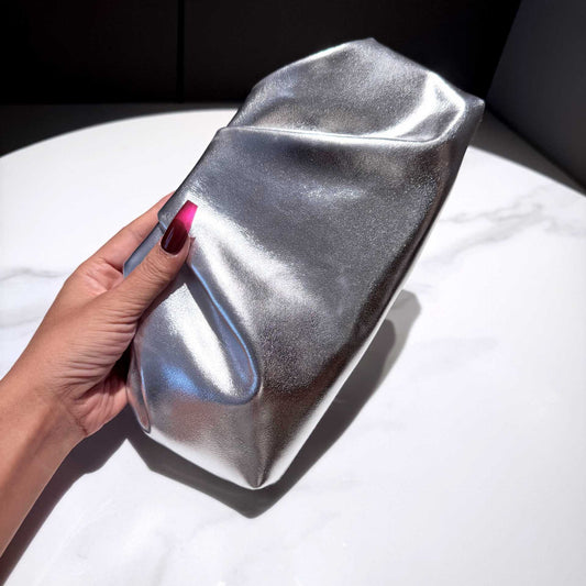 Women's Pleated Cloud Fashionable Sier Underarm Chain Women's Clutch