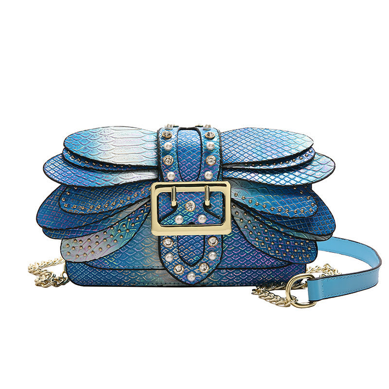 Women's Good-looking Butterfly Wings Rivet Chain Fashion Small Square Bag