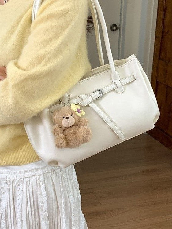 Women's Korean Style Simple Solid Color Large Capacity Stylish Good Texture Leisure Backpack