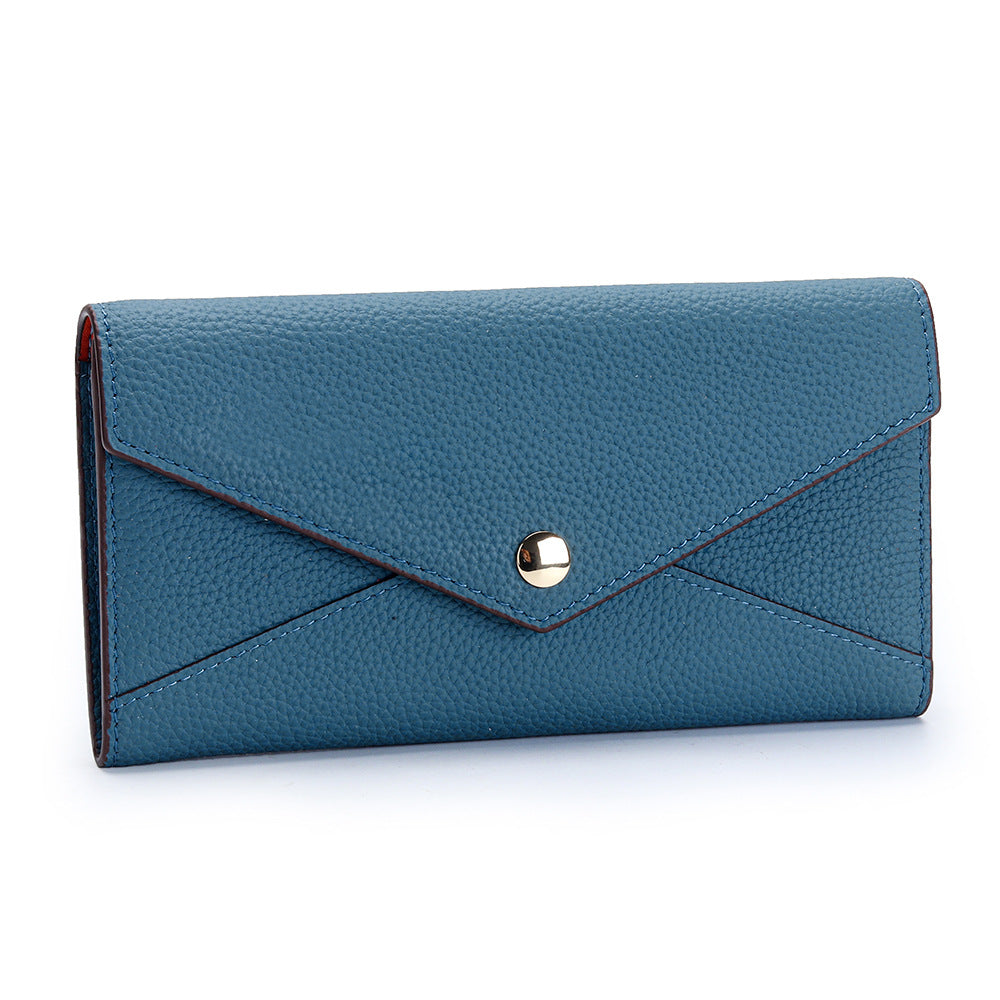 First Layer Cowhide Long Large Capacity Ladies Wallet