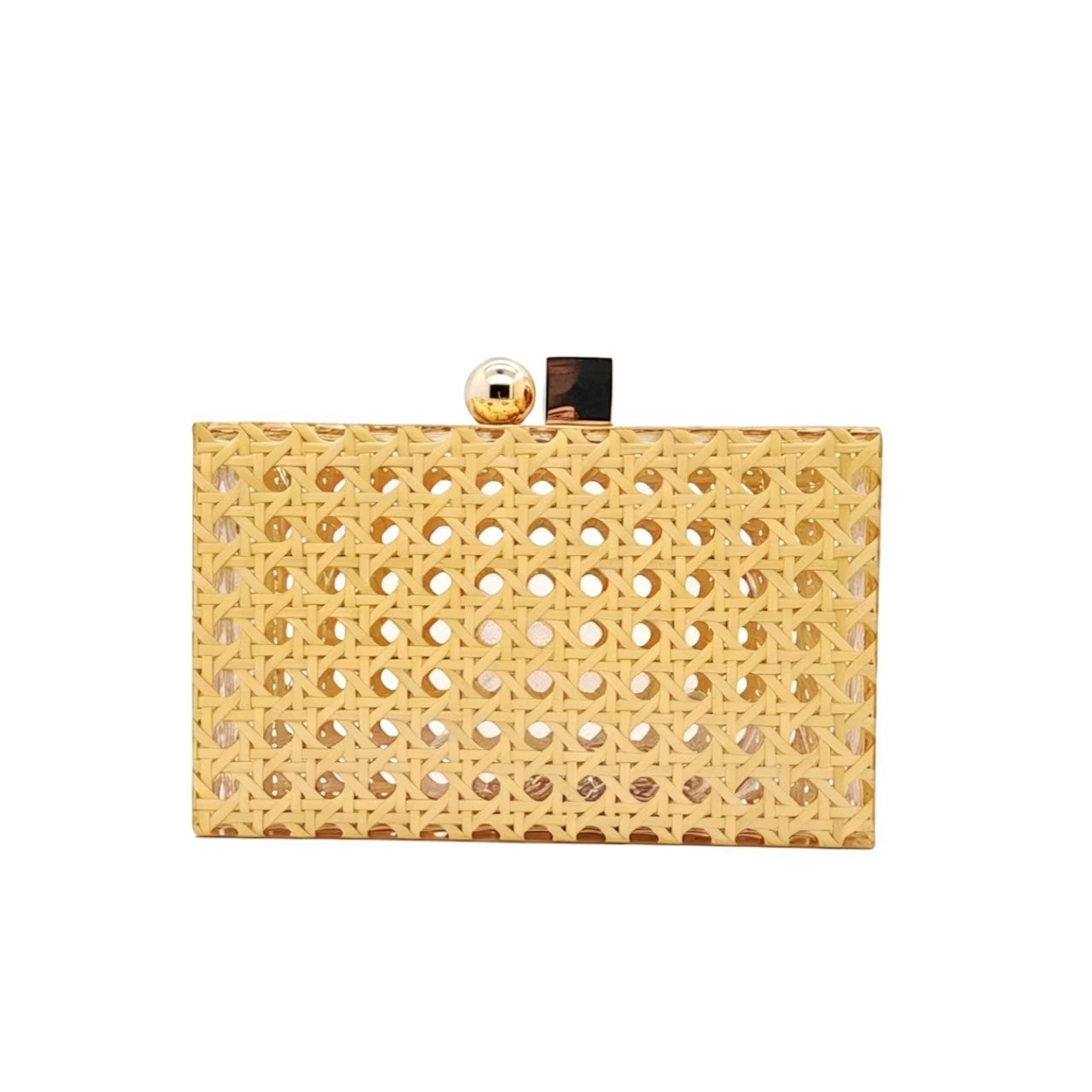 Retro Round Head Clutch Plastic Rattan Woven Dinner Bag