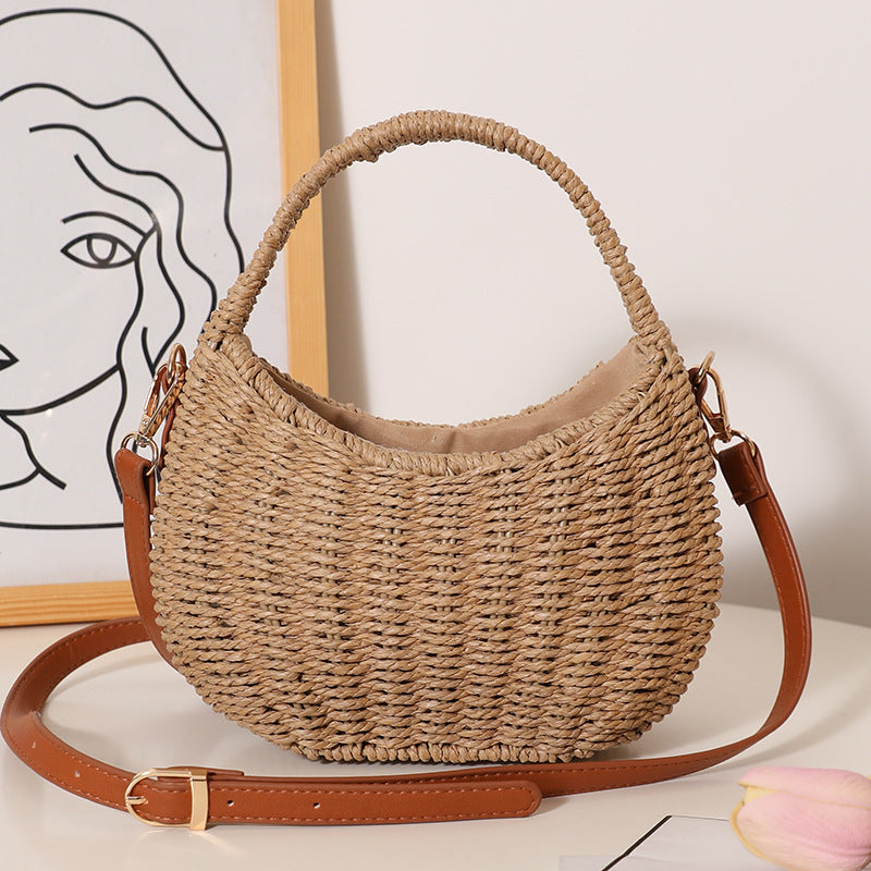 Women's Flower Basket Straw Cute Hand Carrying Three-dimensional Woven Women's Shoulder Bag