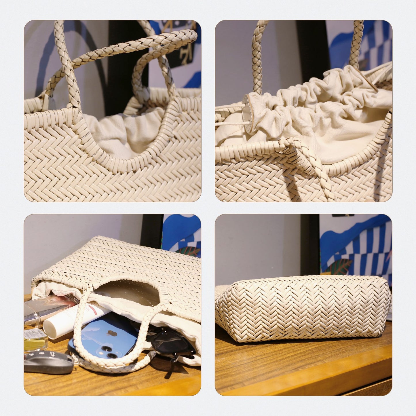 Women's Korean Retro Curved Mouth Woven Authentic Leather Weave Vegetable Women's Handbag