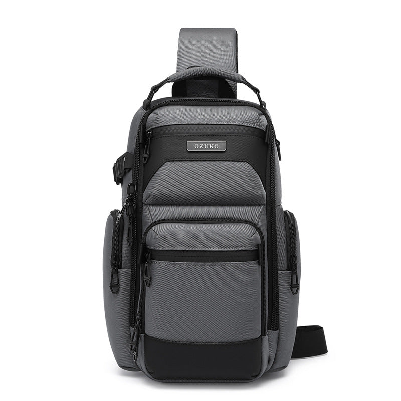 Men's High-grade Black Waterproof Lightweight Multifunctional Commute Leisure Men's Chest Bag