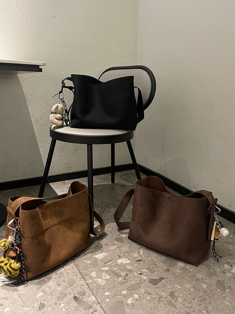 Women's Fashion Large Capacity Suede Matte Leather Tote Bag