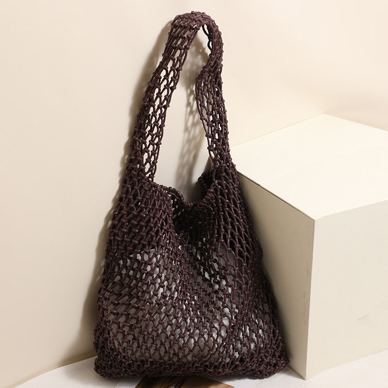 One Woven Leisure Hollow Large Capacity Straw Seaside Vacation Women's Shoulder Bag