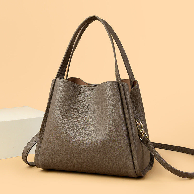 Women's Soft Leather Vegetable Basket High-grade Elegant Women's Shoulder Bag