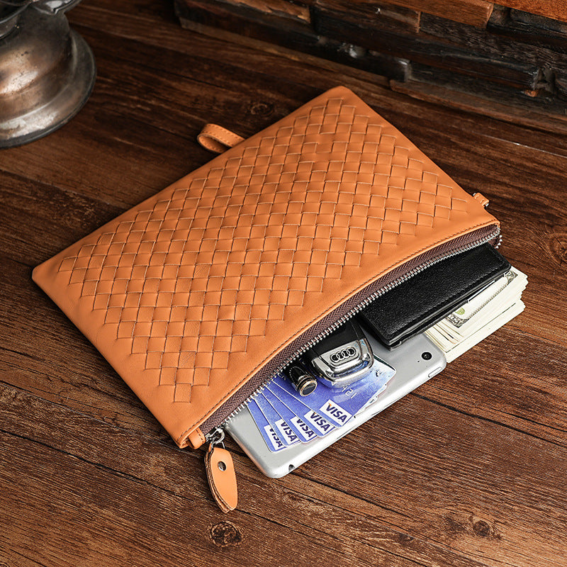 Genuine Leather Hand-woven First Layer Cowhide Wrist Large Capacity Men's Clutch