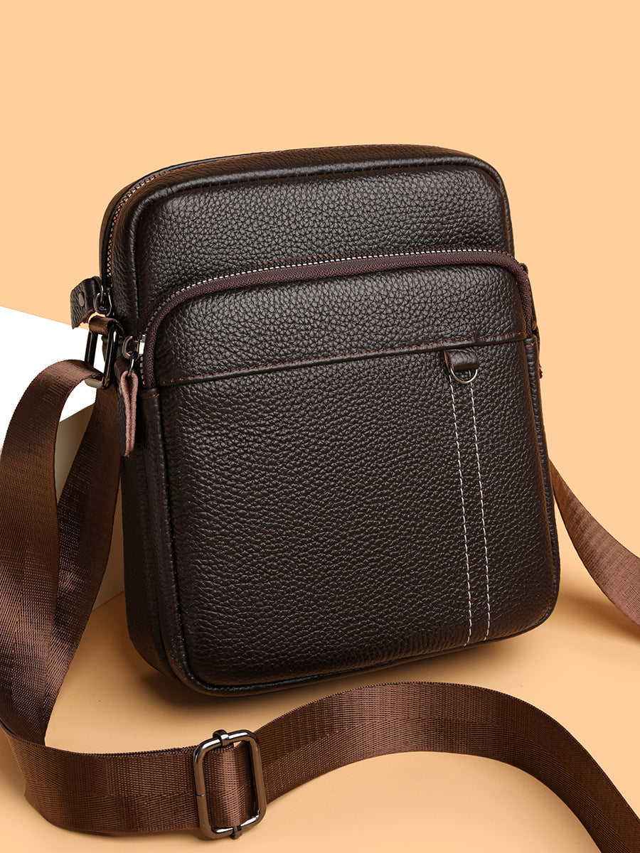 Men's Layer Cowhide Leather Fashion Business Genuine Large Capacity Bags
