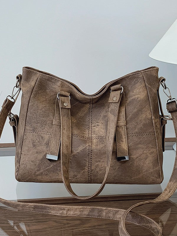 Women's Large Capacity Simple Retro Texture Class Women's Shoulder Bag