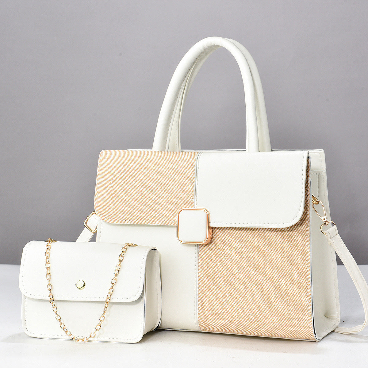 Stitching Shaping Large Capacity Contrast Color Embossed Fashion Bags