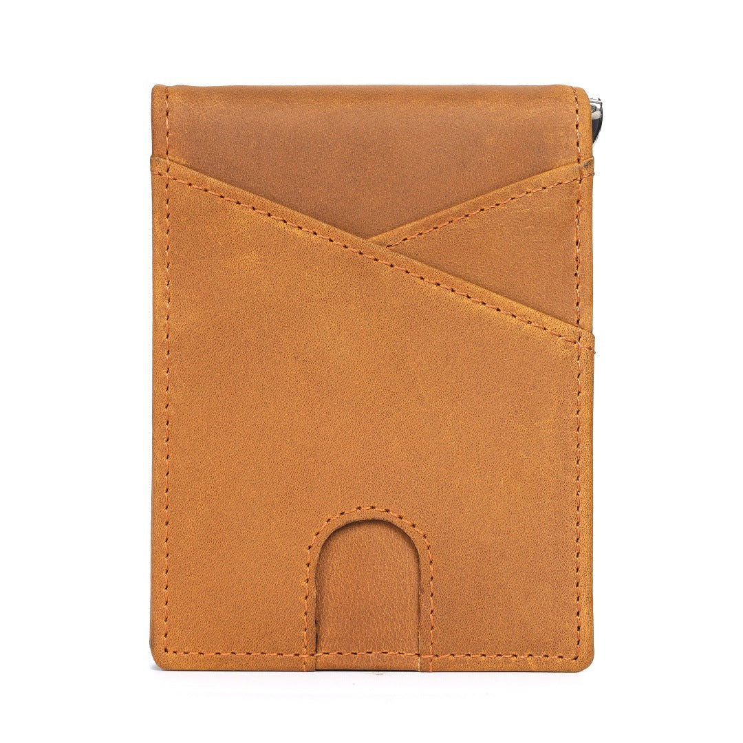 Men's Retro Leather Short Multi Slots American Gold Men's Wallet