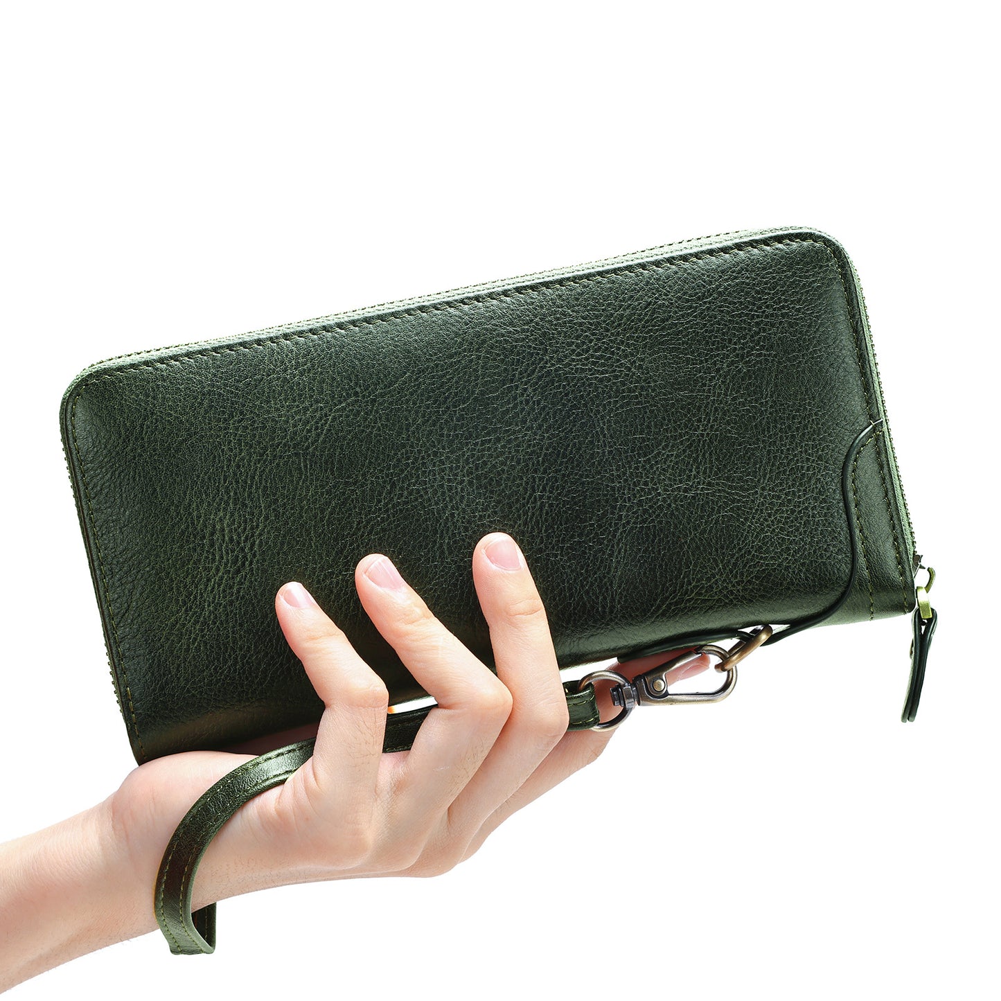 Men's Leather Clutch Long Zipper Top Layer Cowhide Swiping Men's Wallet