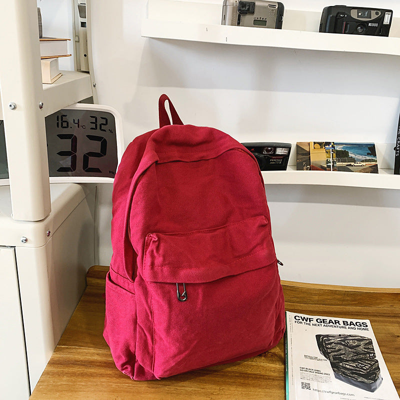 Women's Retro Mori Style Washed Canvas Korean High Universal Backpack