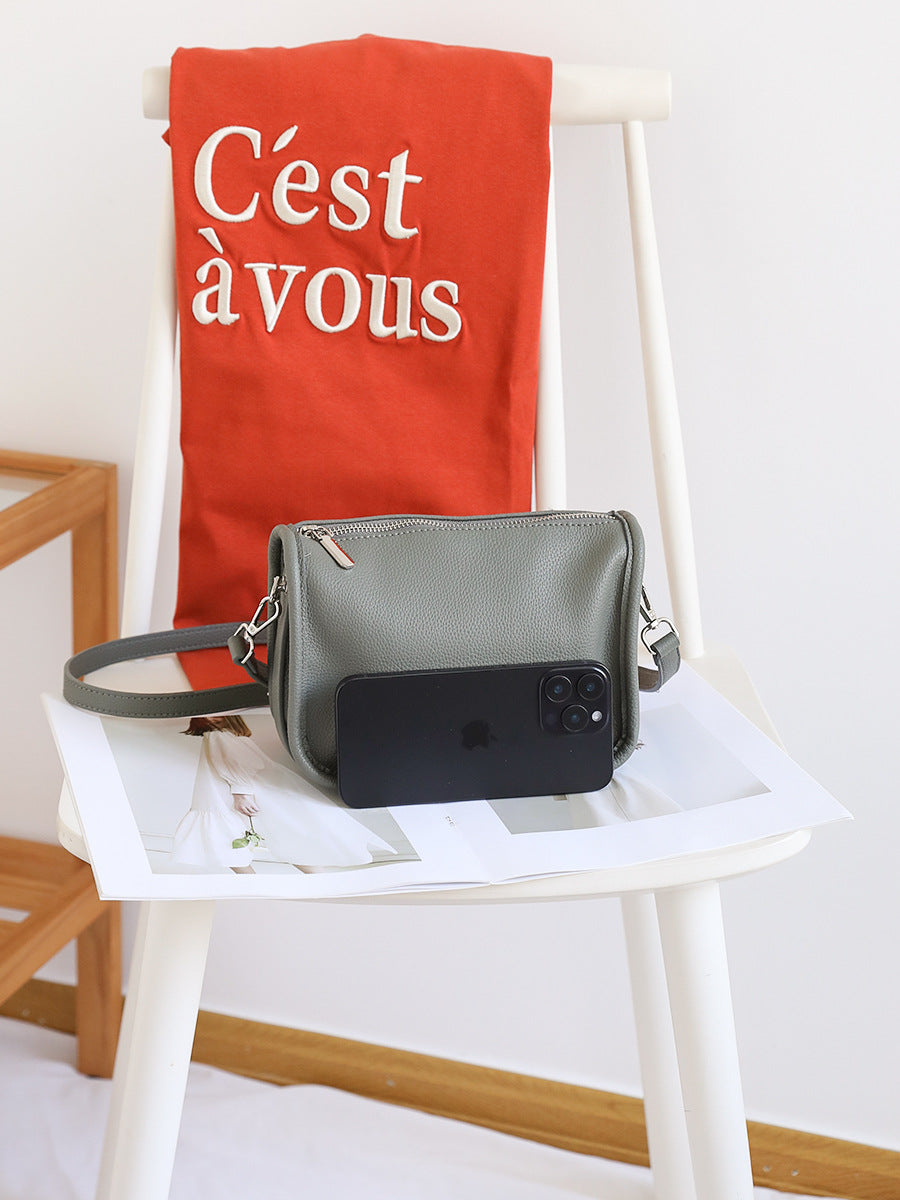 Women's Korean Style Fashionable Lychee Pattern Texture Soft Leather Women's Messenger Bag