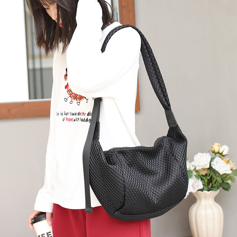 Women's Leisure Mesh Dumpling Fashion Stitching Quilted Bags